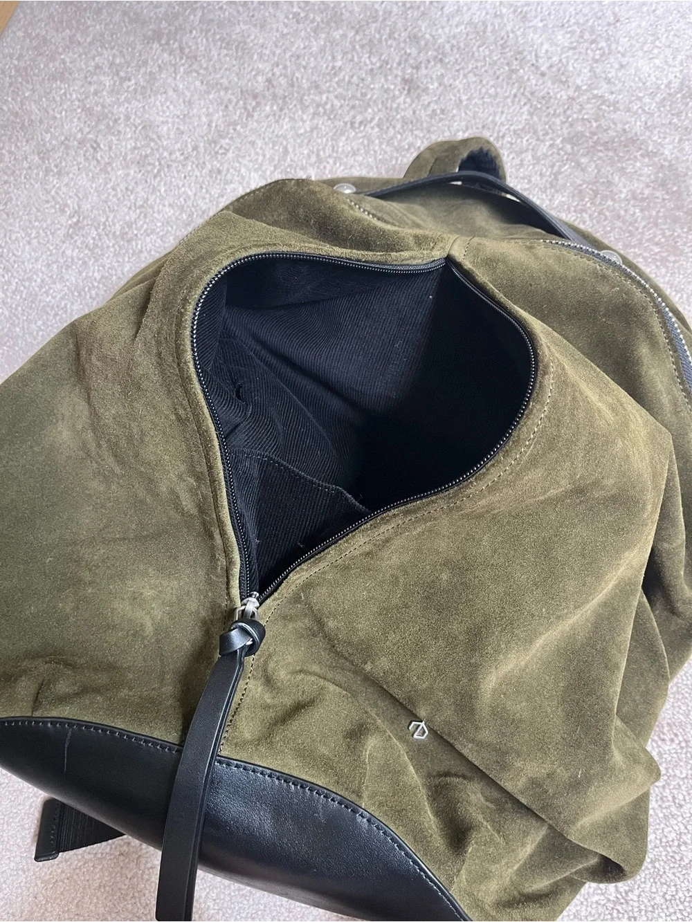 Rag & Bone Commuter Backpack Green Suede